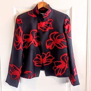 Realities Black Red Silk Open Jacket Blazer